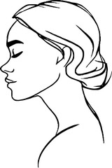 Minimalist line art illustration of female silhouette for aesthetic design