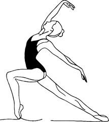 Graceful gymnast in minimalist line art illustration for aesthetic design