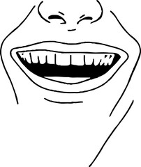 Obraz premium Minimalist line art of a joyful smile - bohemian aesthetic for design and decor