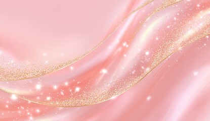 Soft pink background with golden glitter waves