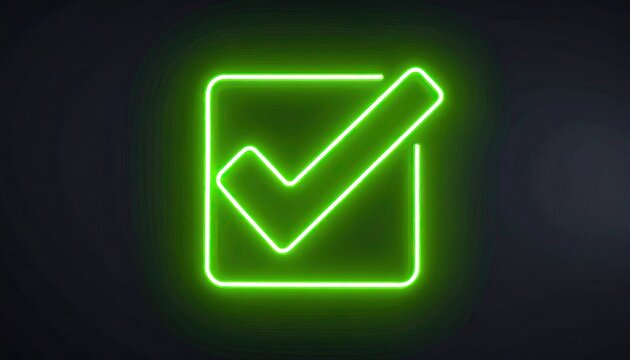 Glowing Green Neon Checkmark Icon
