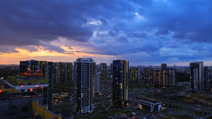 Fototapeta premium Aerial view of the big city and new building