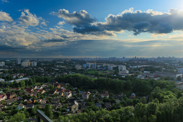 Aerial view of the big city and new building
