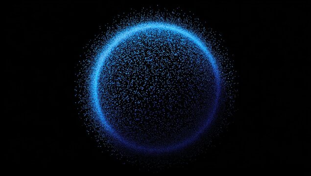 Abstract blue sphere on black background