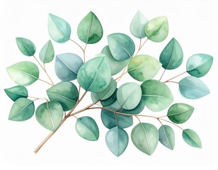 green leaves isolated on white background