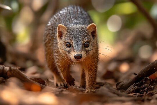Close up of a cute kusimanse in the forest wildlife photography of a kusimanse animal portrait nature shot