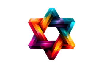 Geometric star symbol, gradient hues, vector style, isolated on transparent background