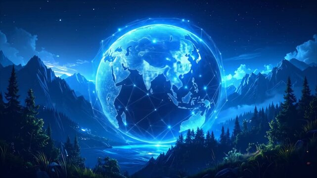 Global network mountain landscape