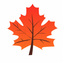 Flat Style Vibrant Maple Leaf Isolated on White Background Illustration