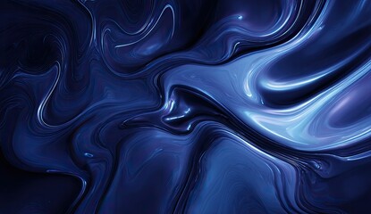 Obraz premium Abstract liquid swirls in deep blue and light blue hues