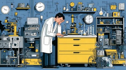 Collaborative space with screens and notes signals workplace burnout in culture change context under neutral ambient light Video 4K UHD 60fps