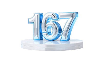 3D Render of Number 167 on a White Pedestal