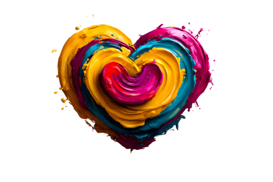 Heart swirl icon, artistic stroke, colorful, vector style, isolated on transparent background