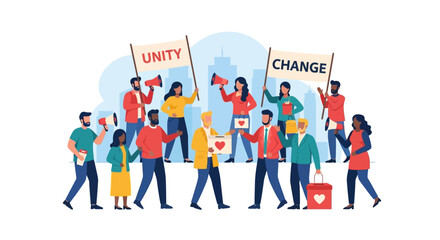 Modern Communication and Peaceful Activism Vector Illustration