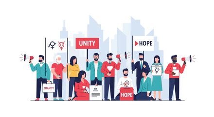 Modern Communication and Peaceful Activism Vector Illustration