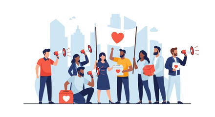 Modern Communication and Peaceful Activism Vector Illustration