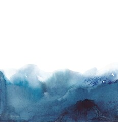 Abstract background banner blue watercolor on a white background