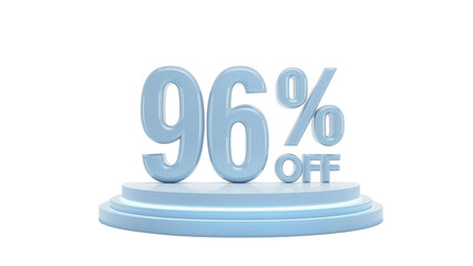 96% Off Sale Discount Promotion - 3D Rendered Light Blue Numbers on Pedestal