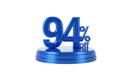 94% Off Sale Discount Promotion - 3D Rendered Blue Percentage Sign on Pedestal