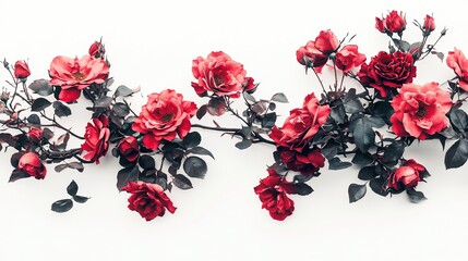 A red rose bush isolated on white background