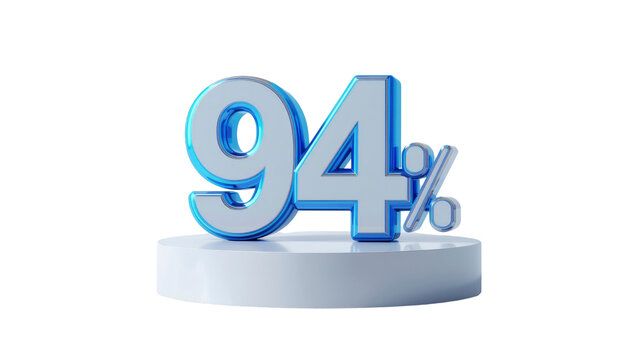 3D Render of 94 Percent Sign on White Pedestal