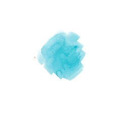 Splashes of blue watercolor on a white background. The design element is an abstract paint spot
