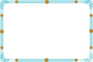 Simple Frame, Photo Frame, Unique Border Frame with White Background, Blue and Golden Frame