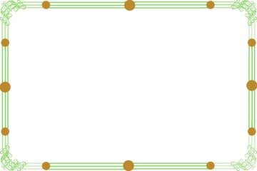 Simple Frame, Photo Frame, Unique Border Frame with White Background, Green and Golden Frame