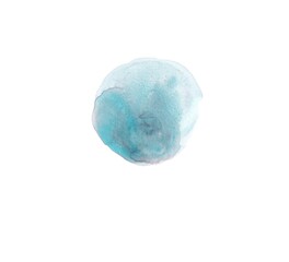 Splashes of blue watercolor on a white background. The design element is an abstract paint spot