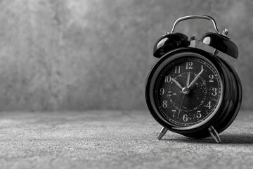Black alarm clock on a gray surface