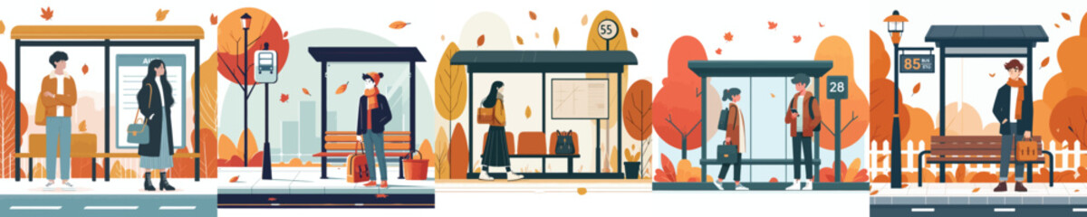 vector of a youth waiting at a bus stop © Andi