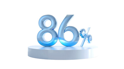 86% -  Three-Dimensional Glass Percentage Sign on White Pedestal