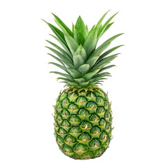 Fototapeta premium A whole fresh green pineapple with spiky leaves isolated on transparent background