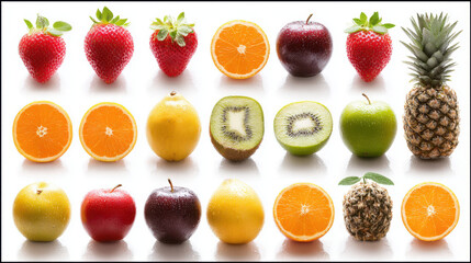 Fresh Fruit Assortment: Strawberries, Oranges, Apples, and Pineapple