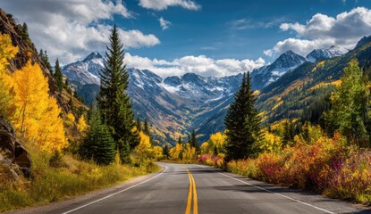 Fototapeta premium Scenic autumn mountain road (1)