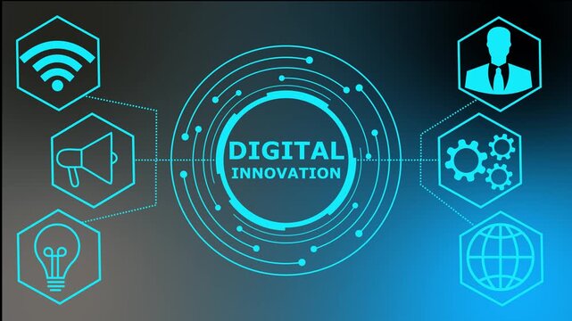 Digital innovation concept. business technology virtual screen background. performance metrics, and business insights from large data sets ,network , business ,technology concept 4K..