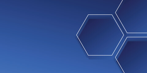 Background geometric honeycomb shapes. Blue gradient on blue backdrop. Pattern seamless hexagons. Business and technology