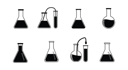 chemical flasks with various liquids and tubes connected