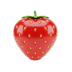 Cartoon strawberry isolated on transparent background, a delightful and sweet treat