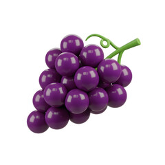 A bunch of purple grapes isolated on transparent background, fresh and delicious