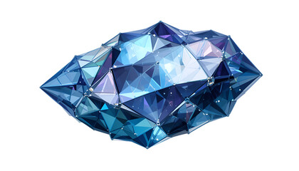 Abstract Blue Gemstone With Geometric Facets And Sparkling Light Effects