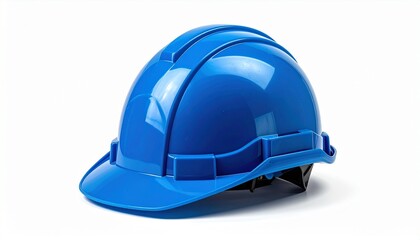 Fototapeta premium Blue Safety Hard Hat on White Background