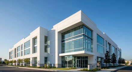 Modern white office building exterior