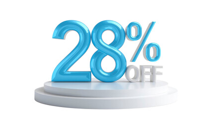 28% Off Sale Shiny Blue 3D Render Discount Promotion