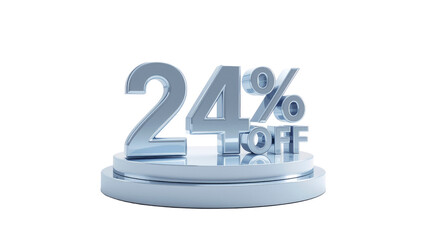 24% Off Sale Shiny Chrome Discount Promotion 3D Render