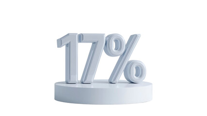 3D Render of Seventeen Percent (17%) on White Platform