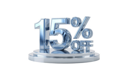 15% Off Sale Discount - 3D Rendered Chrome Sign on Pedestal