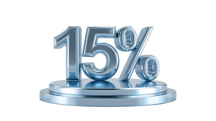 15% Off Sale Discount - Metallic Blue 3D Render