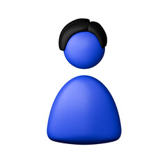 3D Male Icon with black hair Isolated PNG