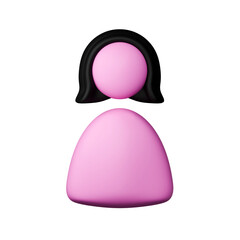 3D female icon with hair isolated PNG